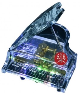 三角鋼琴 透明 帶LED燈 音樂盒 MUSIC BOX